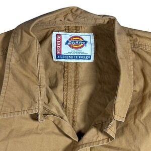 Dickies Short Sleeve Work Shirt Mens Medium Tan Cotton Button Up Pockets